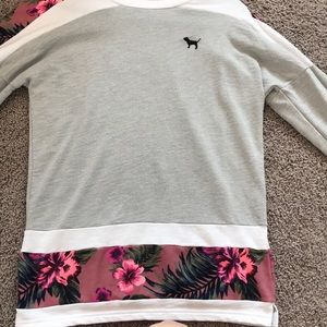 Long sleeve flower pattern pink shirt